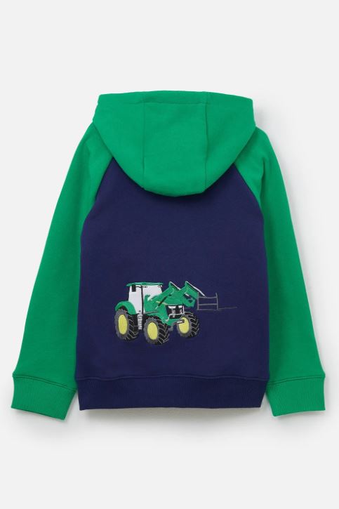 Lighthouse Boys Green Tractor Zip-Up Hoodie Sweatshirt
