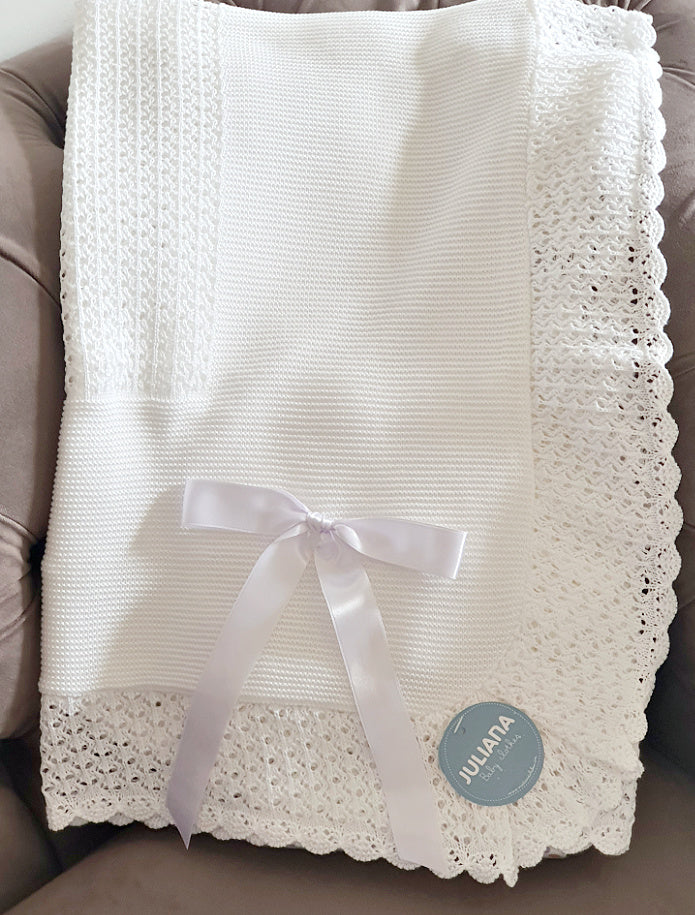 knitted christening shawl