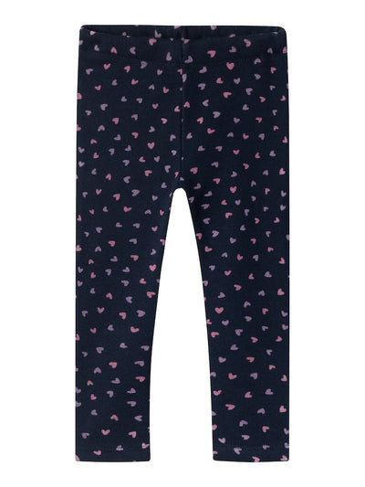 Name it Mini Girls Navy Hearts Winter Legging with Brushed Inner