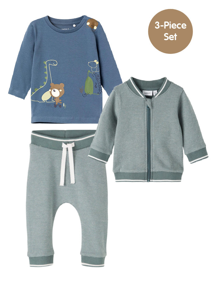 Name it Baby Boy 3-Piece Zippy Sweat Suit - Green – Hopscotch Kids Store