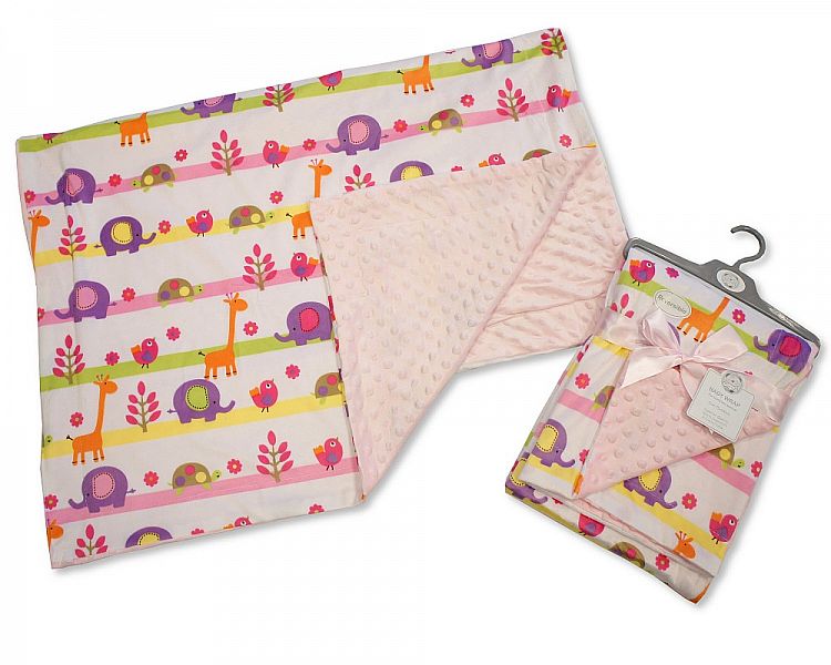 Baby Girl Colourful Velour Reversible Baby Blanket