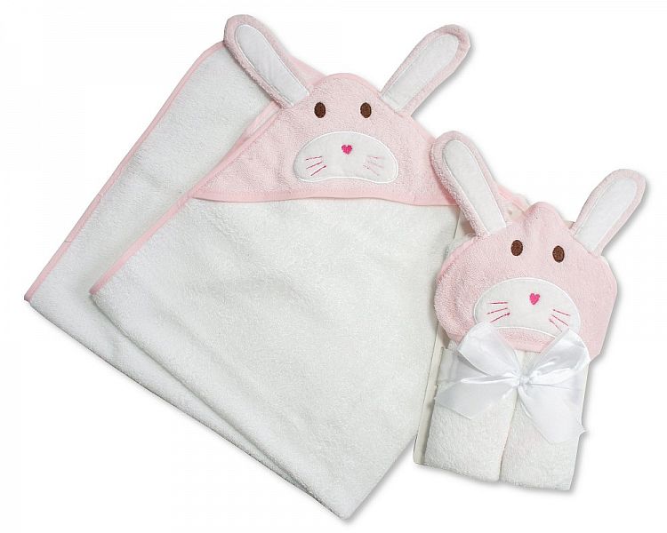 Baby Girl Animal Hooded Towel - Pink Rabbit