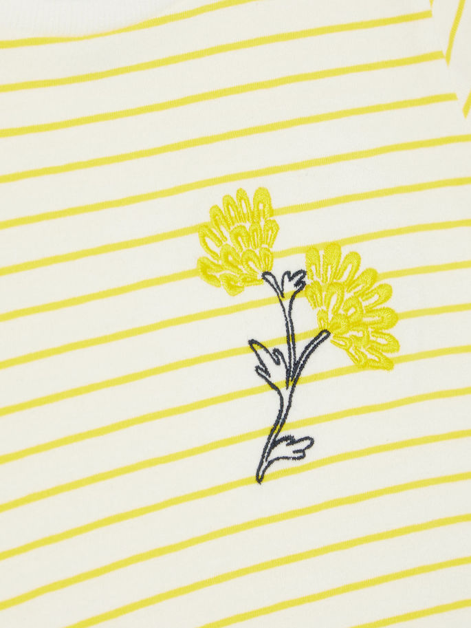 Name it Mini Girl Yellow Striped T-Shirt FLOWERS