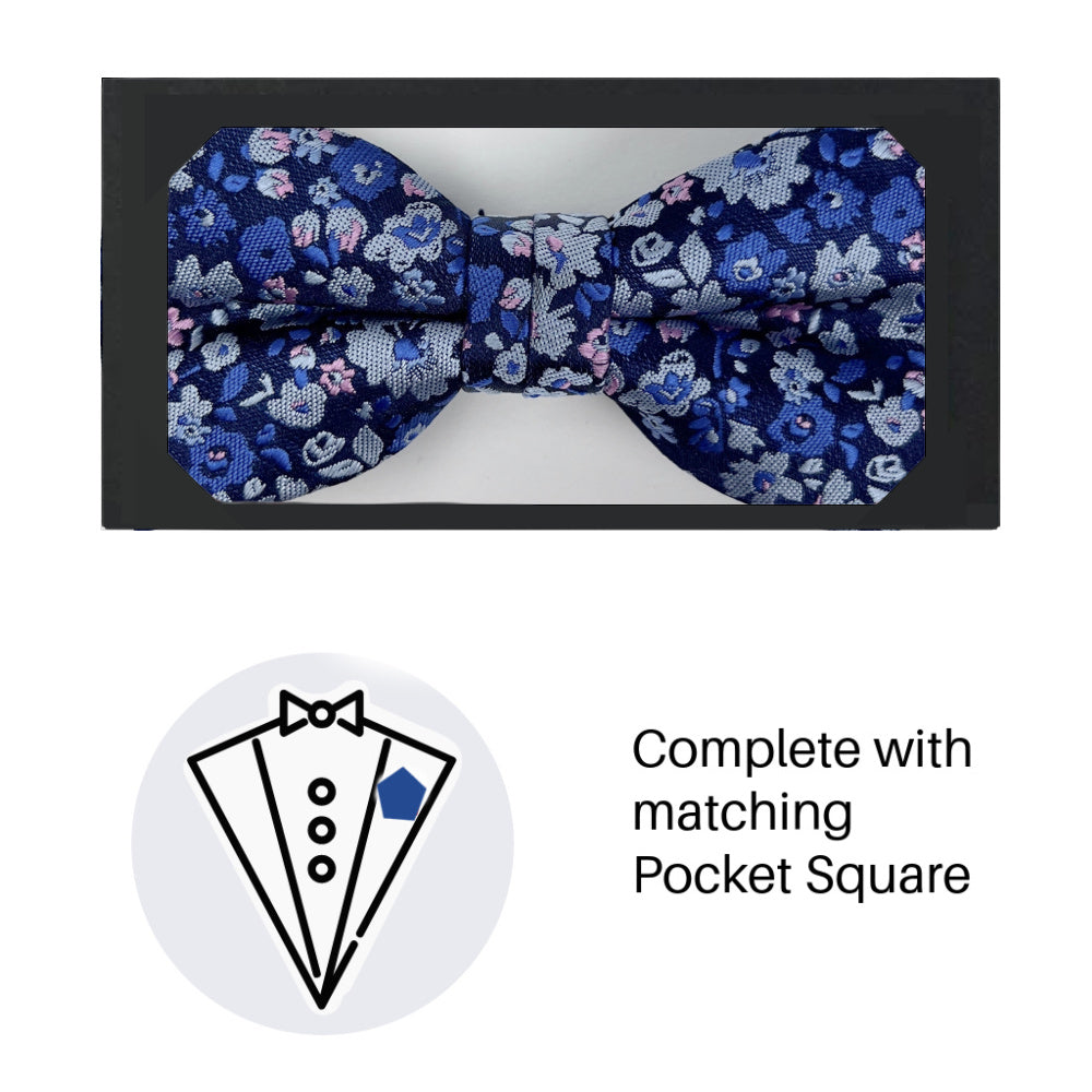 Zazzi Boys Bow Tie & Pocket Square 4246-1 Blue