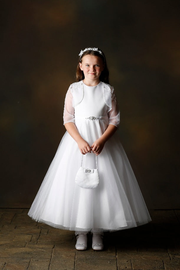 Girls SASHA Communion Dress by Little People with Organza Bolero