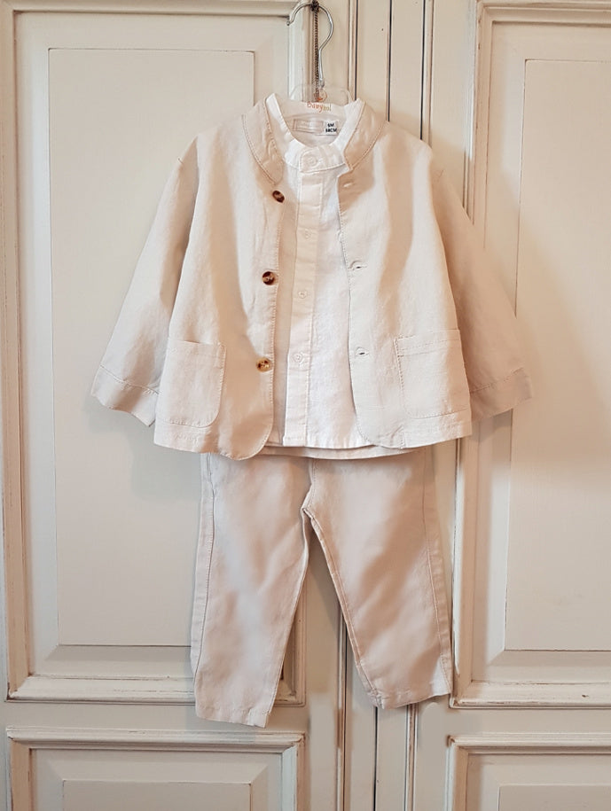 Baby Boy 3-Piece Beige Linen Suit – Hopscotch Kids Store