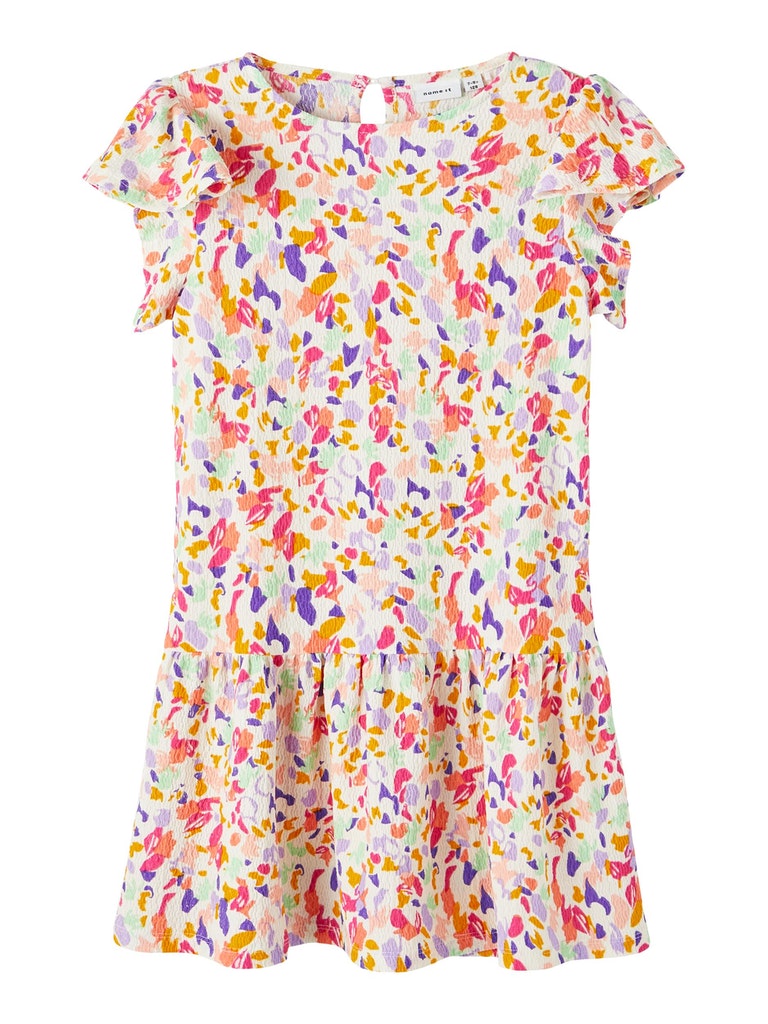 Name it Girls Floral Short Sleeved Colourful Dress