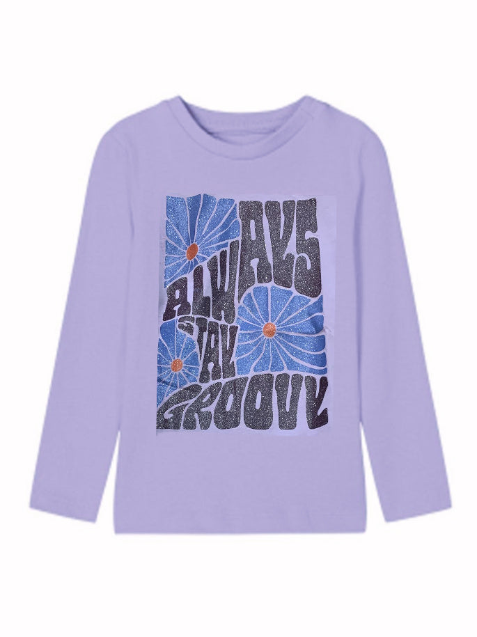 Name it Girls Long-Sleeved Graphic Top - Purple