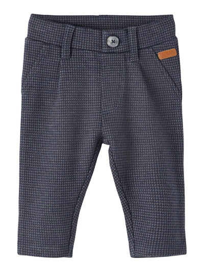 Baby Boy Soft Navy Checked Trousers