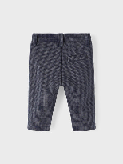Baby Boy Soft Navy Checked Trousers