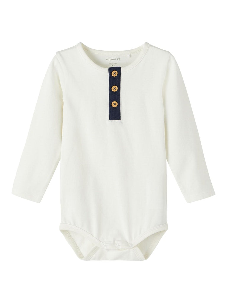 Baby Boy Long Sleeved Body Top with Placket Hopscotch Kids Store