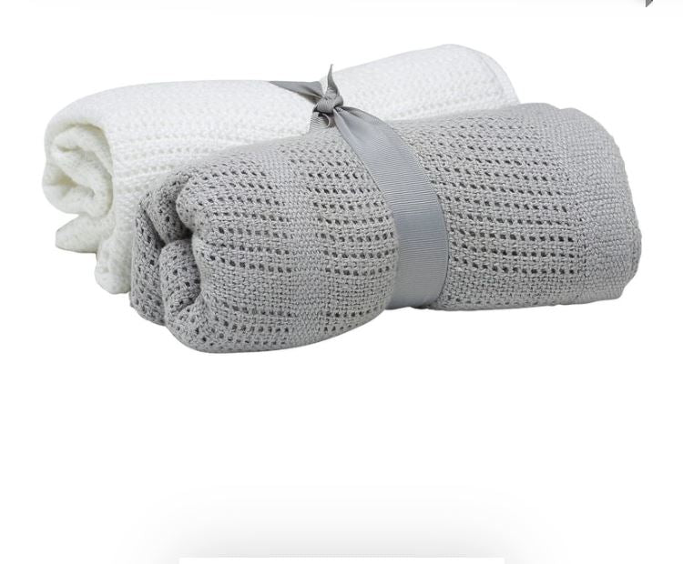 2-Pack Cellular Blanket - Grey/White