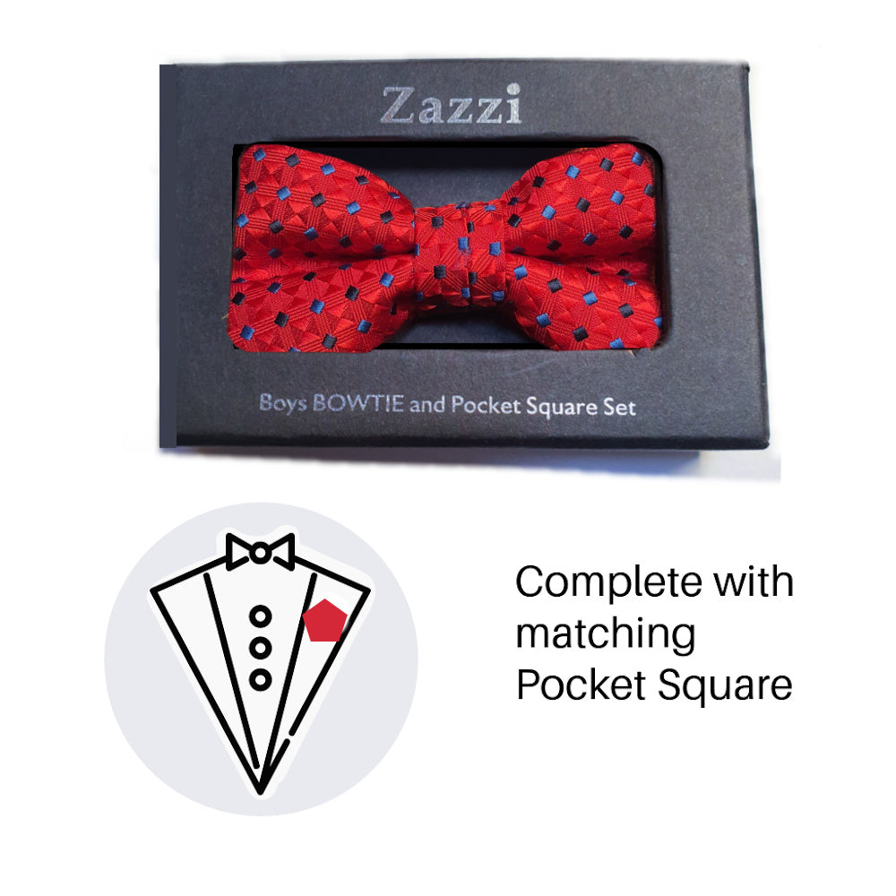 Boys Red Bow Tie & Pocket Square 4632-1