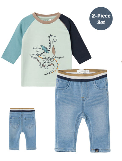 Baby Boy 2-Piece Jeans and Print Top Set