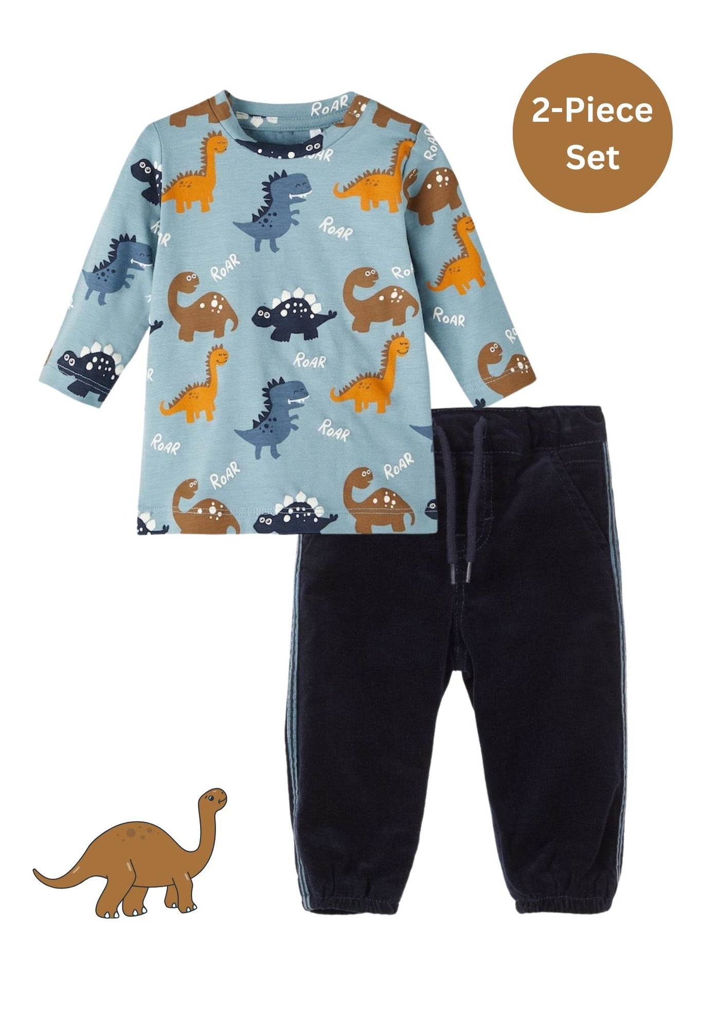 Name it Baby Boy 2-Piece Set with Dino Top & Navy Cords