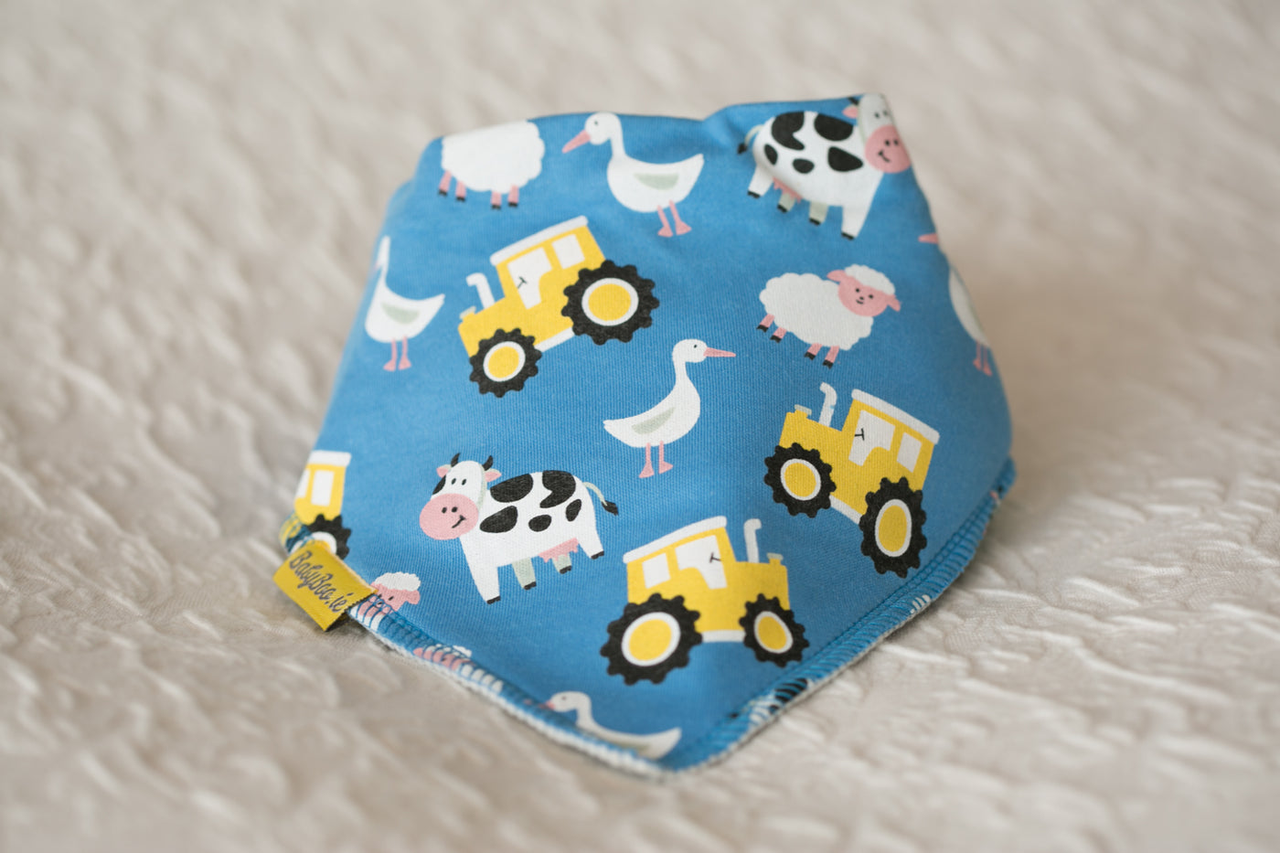 Babyboo Bandana Bib in Blue with Farmyard Print