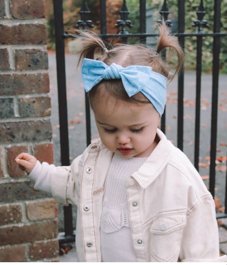 Little Bow Pip Blue Teeny Dot Pippa Bow Hairband