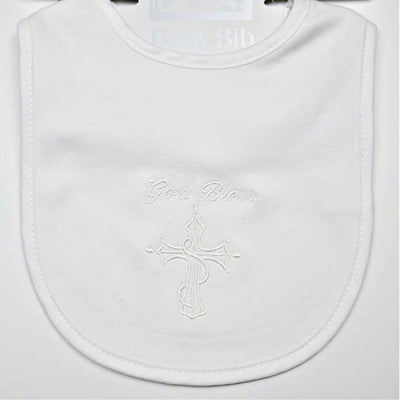 Christening Bib with God Bless Embroidery