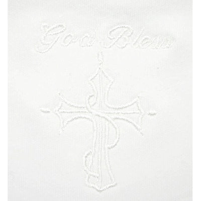 Christening Bib with God Bless Embroidery