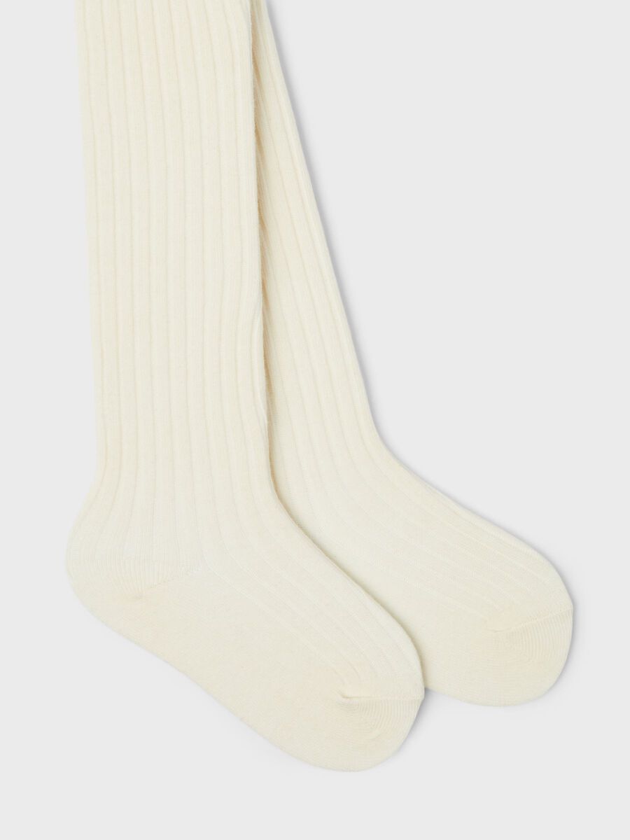 Name It Toddler Girls Ribbed Knitted Tights- Cream