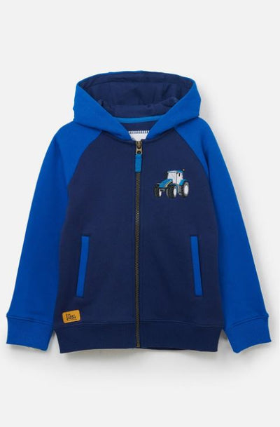 Lighthouse Boys Blue Tractor Zip-Up Hoodie Sweatshirt