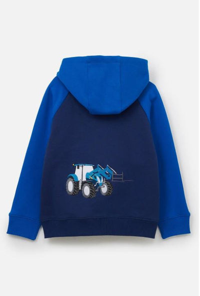 Lighthouse Boys Blue Tractor Zip-Up Hoodie Sweatshirt