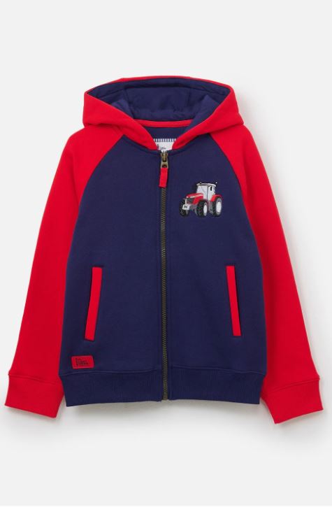 Lighthouse Boys Red Tractor Zip-Up Hoodie Sweatshirt