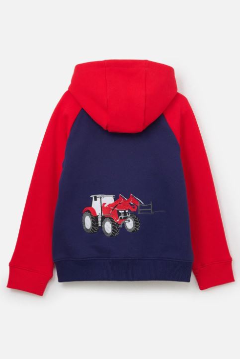Lighthouse Boys Red Tractor Zip-Up Hoodie Sweatshirt
