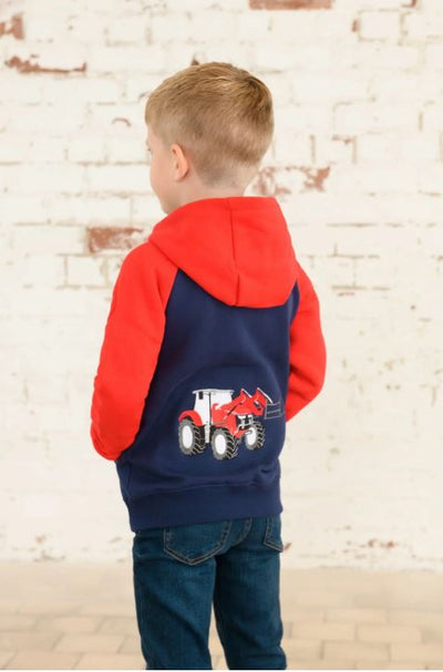 Lighthouse Boys Red Tractor Zip-Up Hoodie Sweatshirt