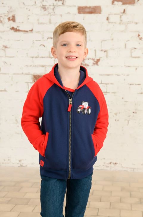 Lighthouse Boys Red Tractor Zip-Up Hoodie Sweatshirt