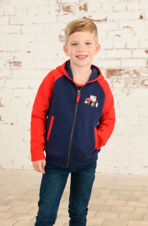 Lighthouse Boys Red Tractor Zip-Up Hoodie Sweatshirt