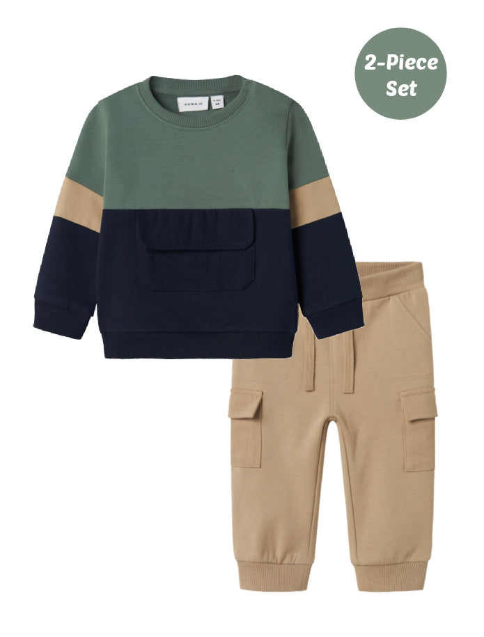 Name it Baby Boy Sweatshirt and Jogger Set - Green