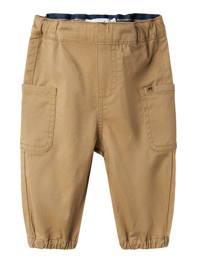 Baby Boy Soft Cotton Cargo Pants - Tan