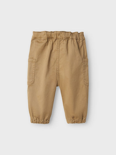 Baby Boy Soft Cotton Cargo Pants - Tan