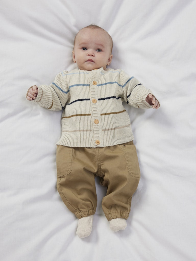 Baby Boy Soft Cotton Cargo Pants - Tan