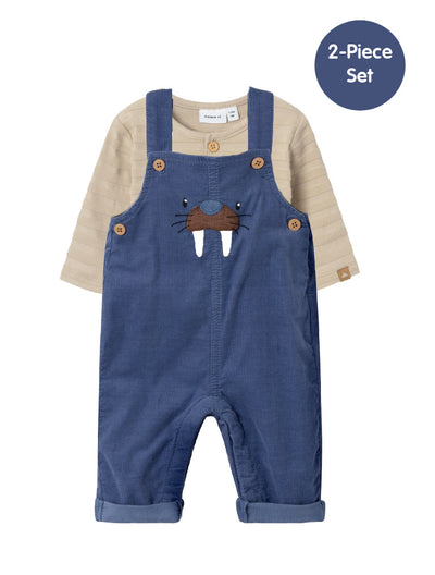 Name it Baby Boys 2-Piece Dungaree Set - Blue