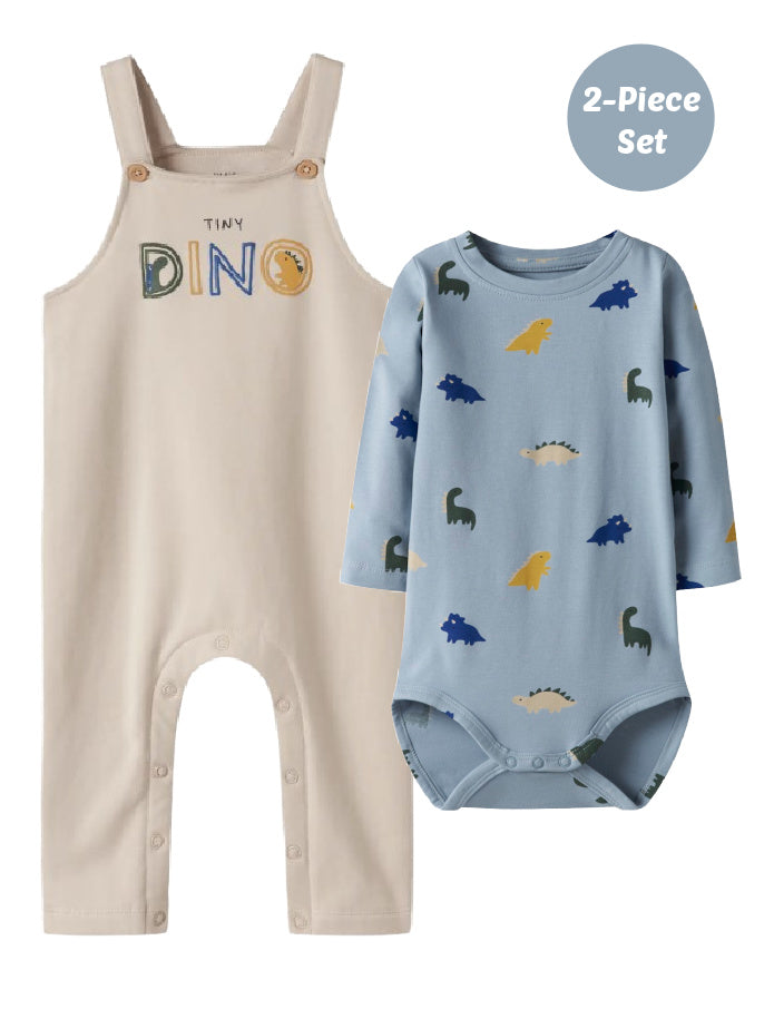 Name it Baby Boy 2-Piece Dungaree Set - Dino Cars Design