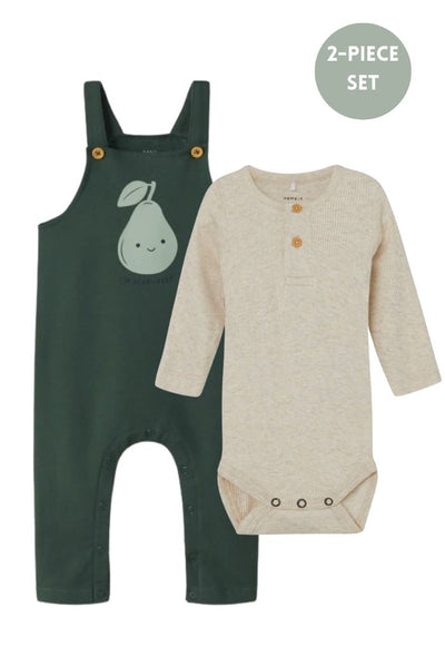 Name it Baby Boy 2-Piece Dungaree Set - Green Pear