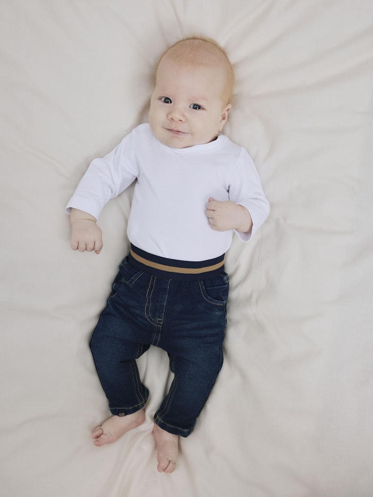 Baby Boy Soft Sweat Dark Blue Denim Pull-Up Jeans