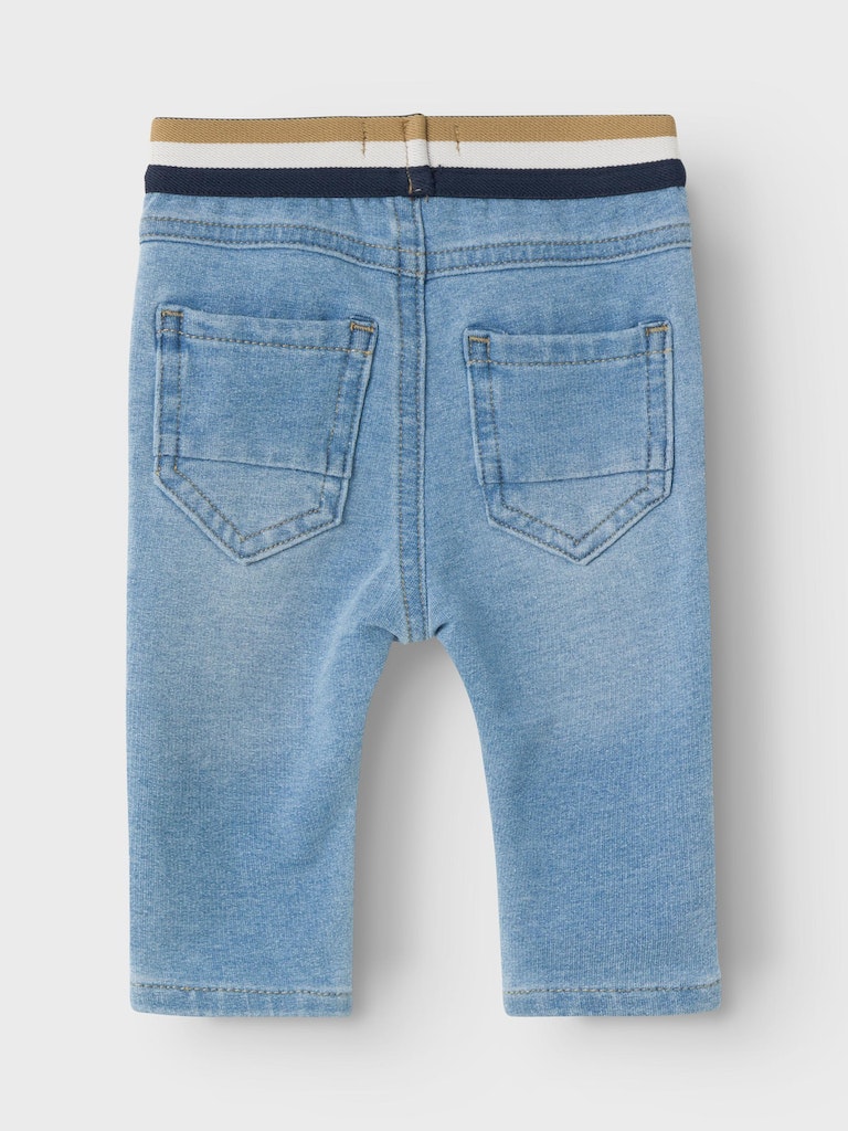 Baby Boy Soft Sweat Light Blue Denim Pull-Up Jeans