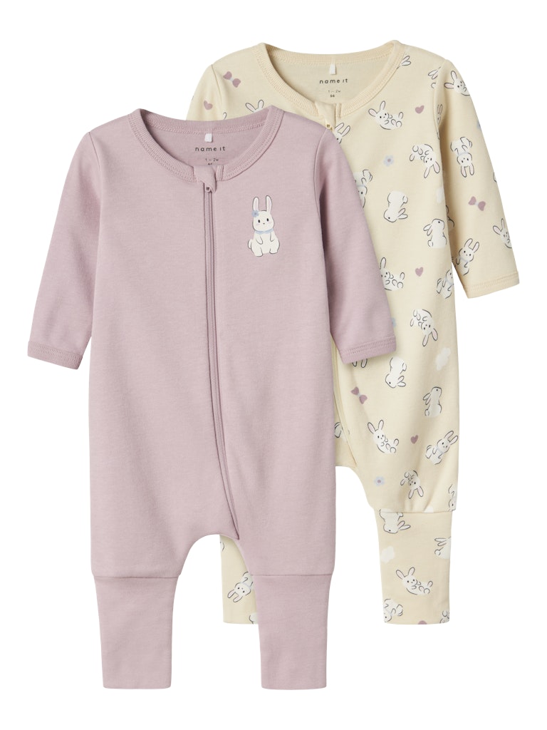 Name it Baby Girl 2-Pack Zip-Up Babygrows / Nightsuit