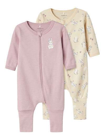 Name it Baby Girl 2-Pack Zip-Up Babygrows / Nightsuit