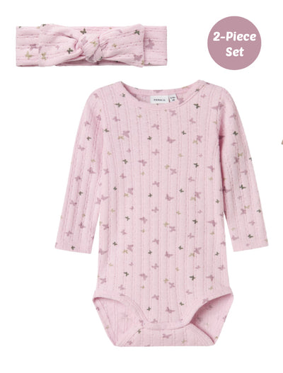Name it Baby Girl Bodysuit with Matching Hairband