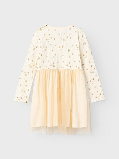 Name It Baby Girl Tulle Dress with Gold Hearts