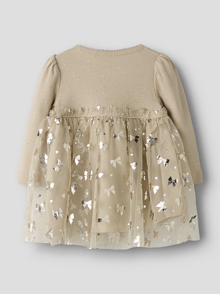 Name It Baby Girl Beige Tulle Dress - Shining Bow