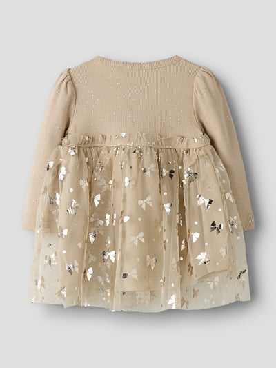 Name It Baby Girl Beige Tulle Dress - Shining Bow