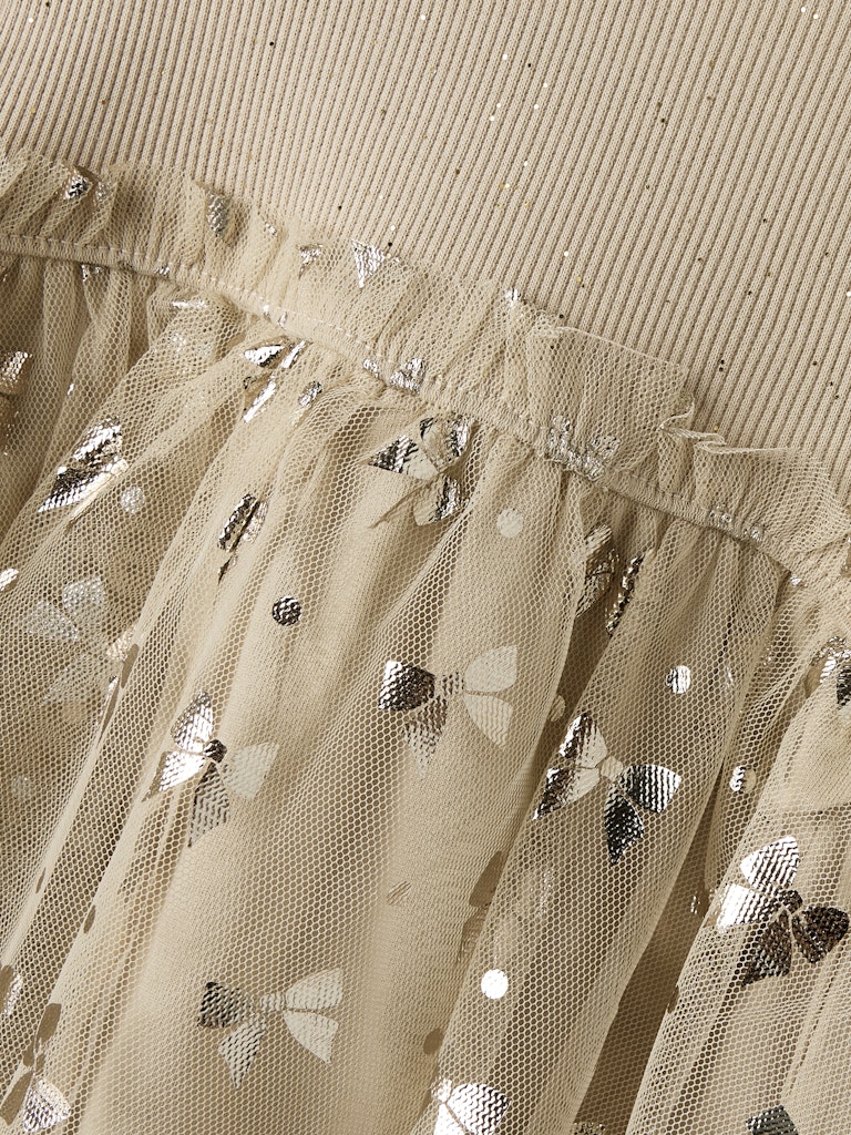 Name It Baby Girl Beige Tulle Dress - Shining Bow
