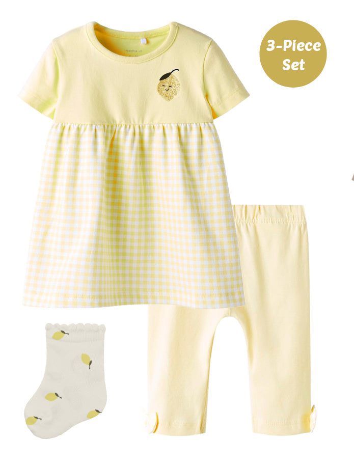 Name it Baby Girl 3-Piece Lemon Dress Set