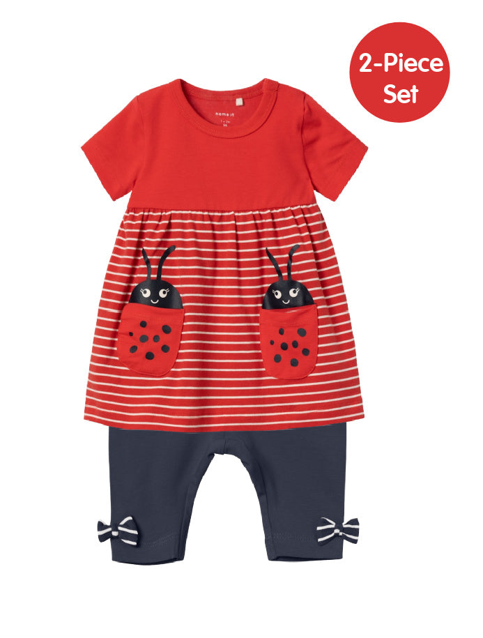 Name it Baby Girl 2-Piece Ladybird Dress Set - Red