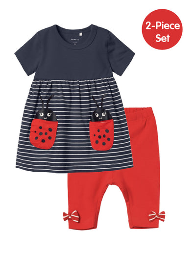 Name it Baby Girl 2-Piece Ladybird Dress Set - Navy